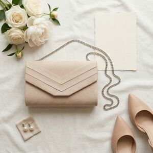 DASEIN Blush Nude Envelope Clutch Crossbody Chain Strap Evening Bag